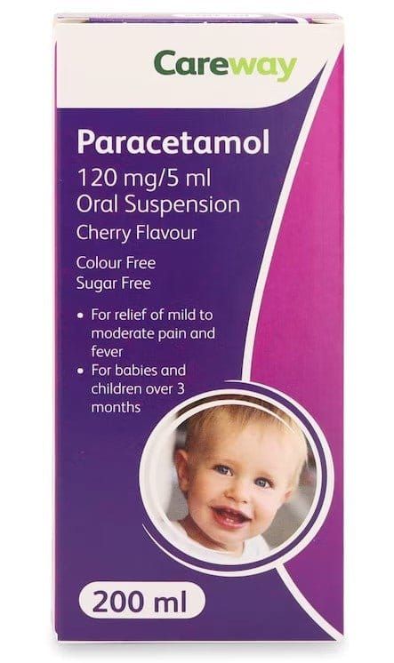 CAREWAY Paracetamol Suspension 120mg/5ml 200ml S/F | Cherry Flavour -   Careway EasyMeds Pharmacy
