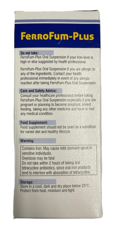 FerroFum Plus Ferrous Fumarate 140mg/5ml Suspension 200ml Chocolate Flavour (Galfer Syrup Equivalent)