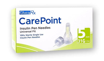 Glucorx Carepoint Pen Needles 31G x 5mm x 100