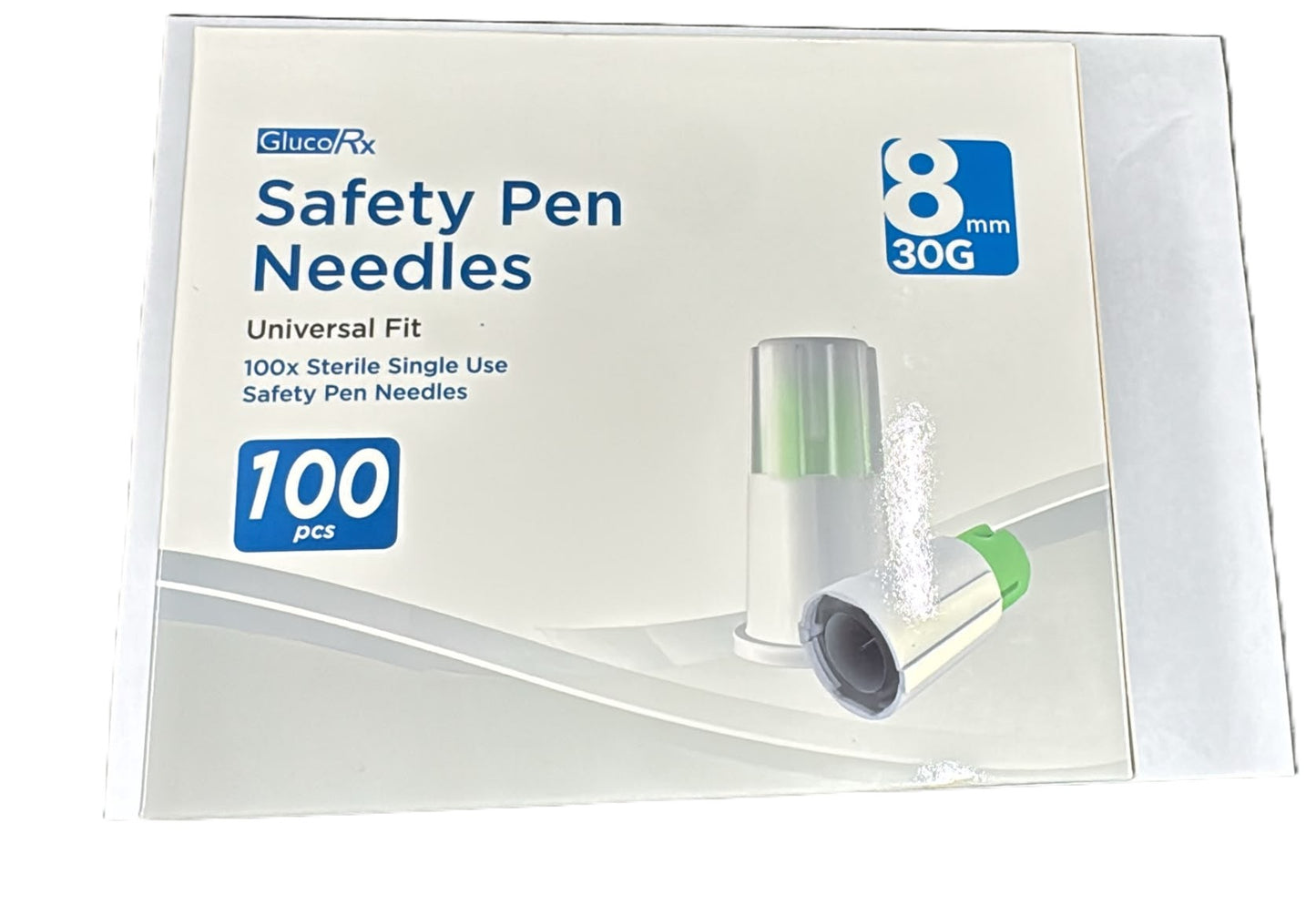GlucoRx Safety Pen Needles 8mm 30G x 100