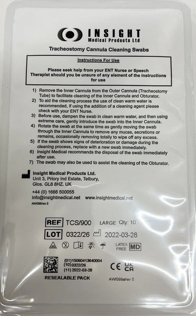 Insight TCS/900 Tracheostomy Tube Cleaning Swabs - Large x 10