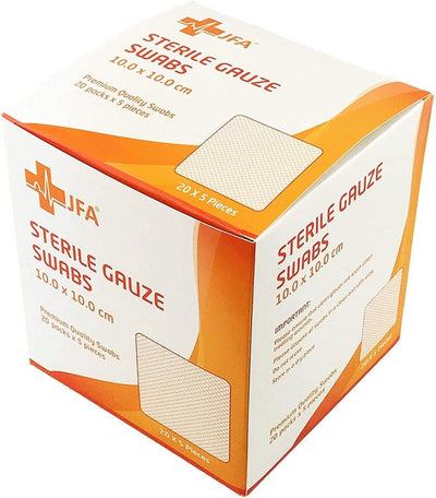 JFA Premium Sterile Gauze Swabs 10cm x 10cm x 100 -   JFA Medical EasyMeds Pharmacy