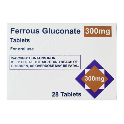KENT Pharma Ferrous Gluconate Iron Tablets 300mg 28 x 3 Packs