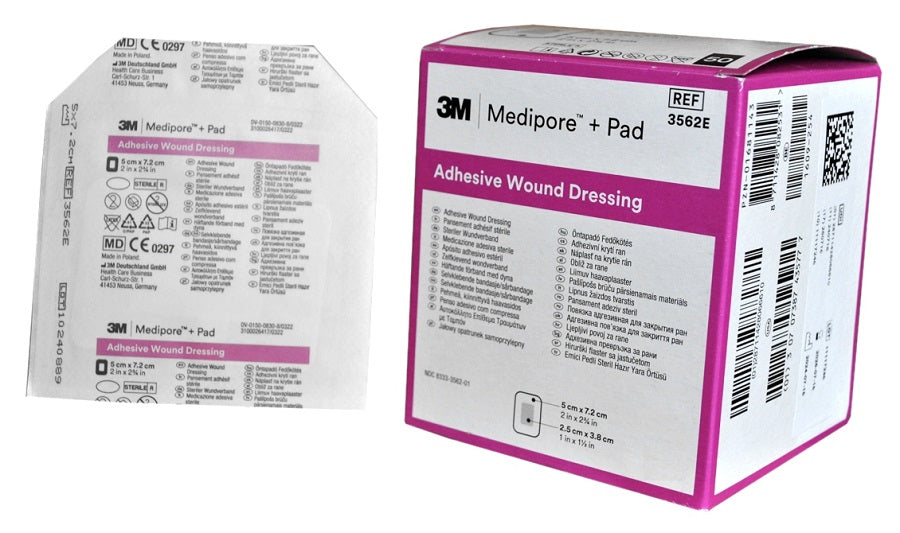 Medipore Low Adherent Absorbent Wound Dressings 5cm x 7.2cm