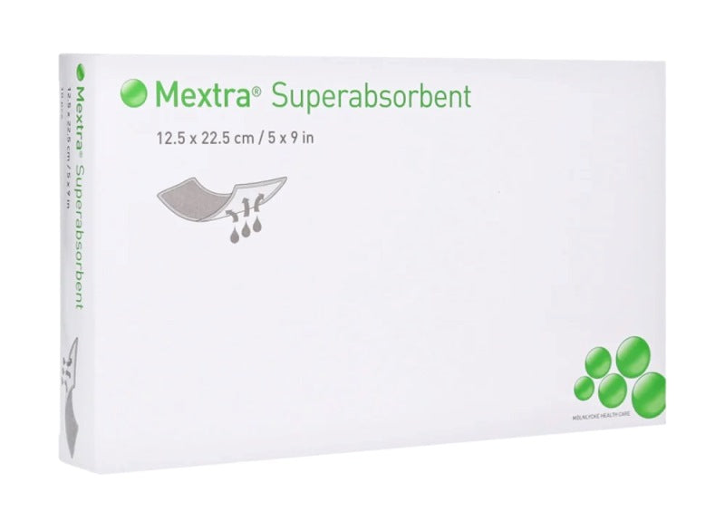Mextra Superabsorbent Dressings 12.5cm x 22.5cm x 10