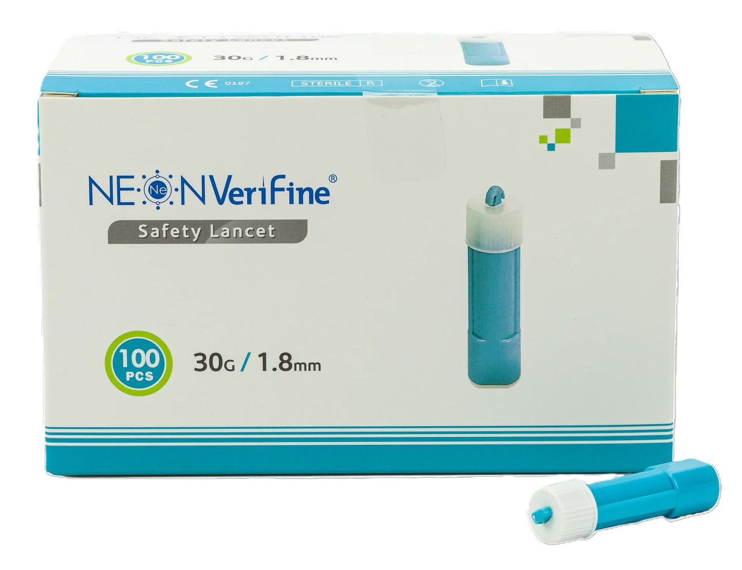Neon Verifine Safety Lancets 30G 1.8mm x 100