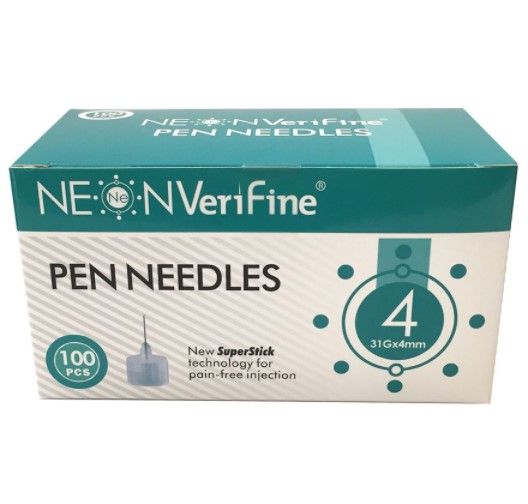 Neon Verifine Pen Needles 31G 4mm x 100
