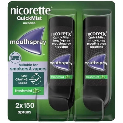 Nicorette QuickMist Duo Freshmint Mouthspray 1mg 2x150d Sprays