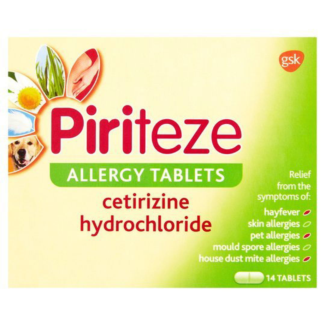 Piriteze Allergy Relief Tablets Cetirizine 10mg - Pack of 14 -   Piriteze EasyMeds Pharmacy