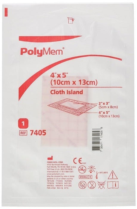 PolyMem 800160 Adhesive Cloth Wound Dressings 10cm x 13cm x 15