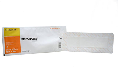 Primapore Adhesive Non-Woven Absorbent Wound Dressings 10cm x 25cm x20