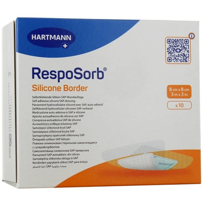 Resposorb Silicone Border (Zetuvit Plus) Wound Dressing 8cm x 8cm x 10