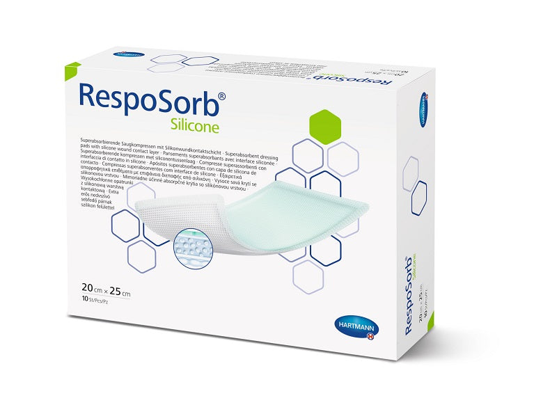 Resposorb Silicone Superabsorbent Wound Dressings/Pads 20cm x 25cm x 10