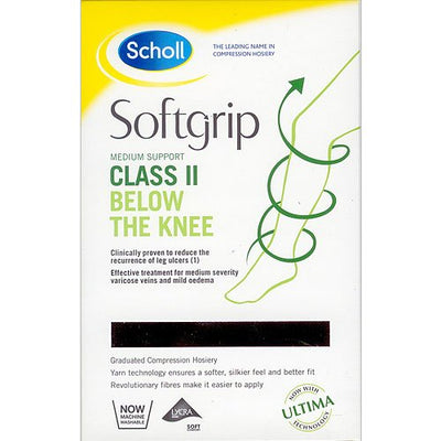 Scholl Softgrip Compression Stockings Class 2 Below Knee Closed Toe Natural Medium