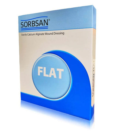 Sorbsan Flat Dressings 10cm x 20cm x 5 - Alginate Gel, Wounds, Ulcers, Diabetic