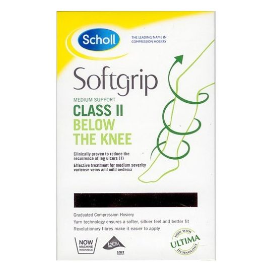 Scholl Softgrip  CL2 Below Knee Closed Toe Compression Stockings Black Large