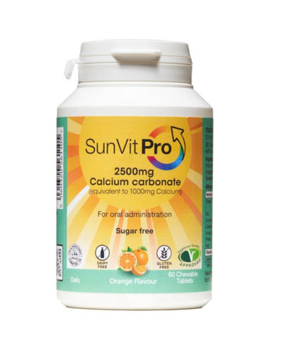 SunVit Pro 1000mg Calcium Sugar Free Chewable Tablets Orange x 60