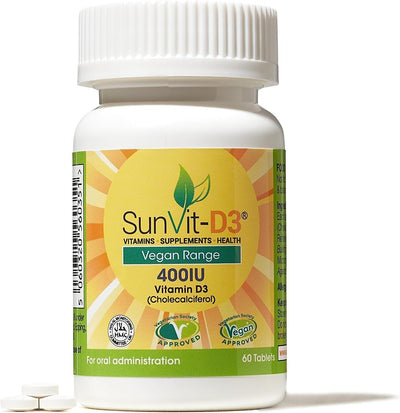 SunVit D3 400IU Vegan Cholecalciferol Tablets x 60