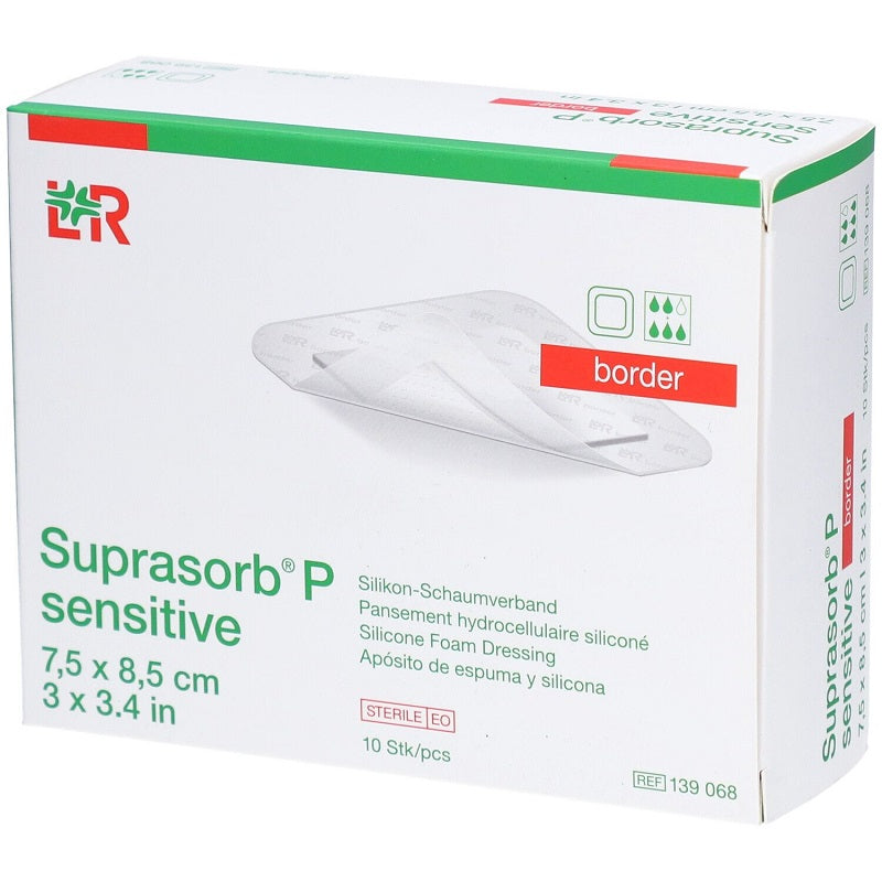 Suprasorb P Sensitive Border Silicone Dressing 7.5cm x 8.5cm x 10