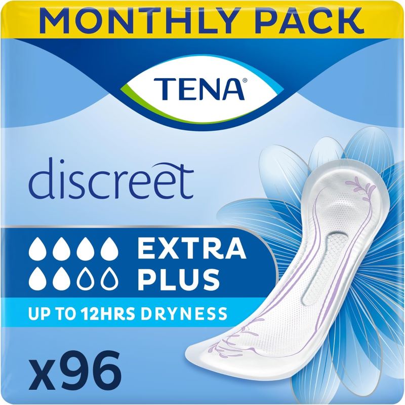 TENA Discreet Extra Plus Pads - 12 Packs of 8 - Free UK P&P