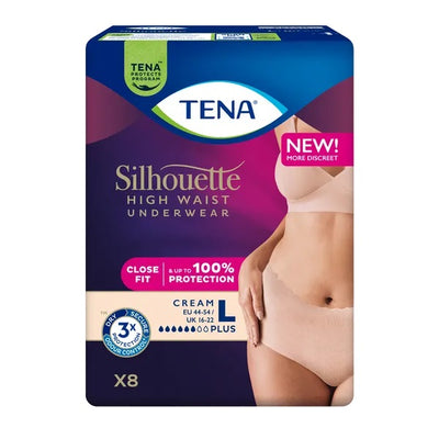 TENA Lady Silhouette Pants Plus Creme Large x 6 Packs of 8 Incontinence Pants