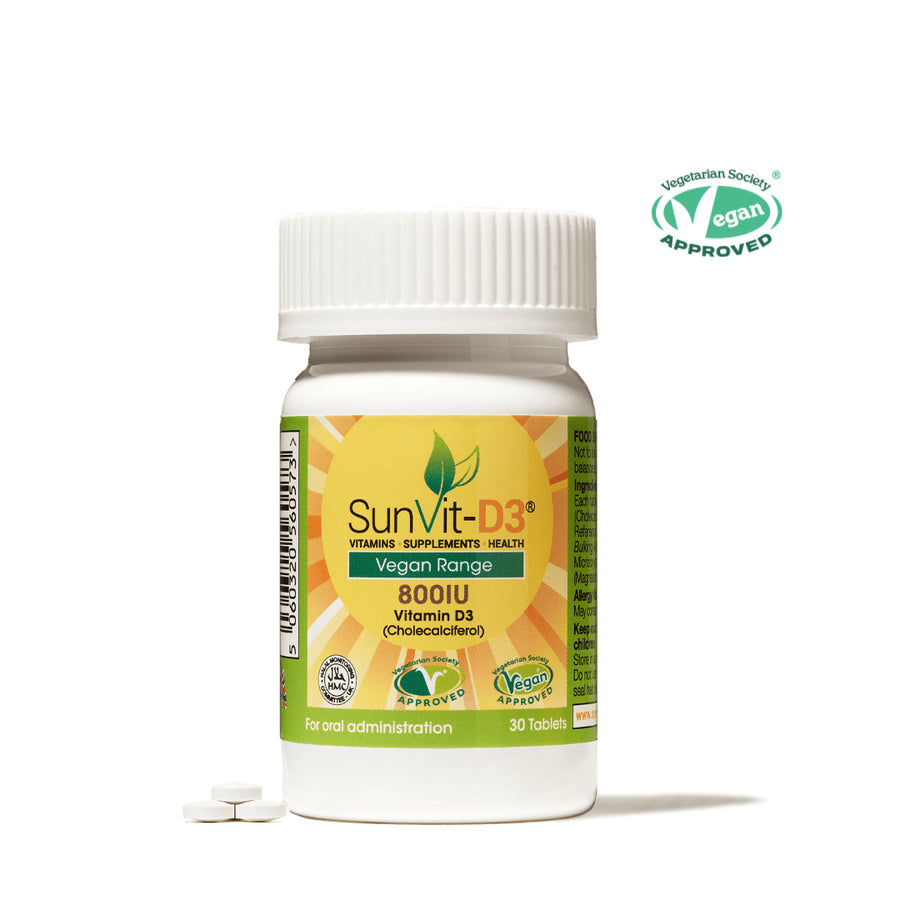 SunVit-D3 vegan 800 IU tablets x 30 - front packaging