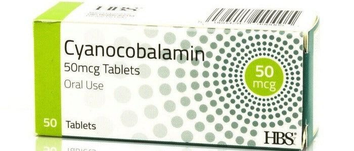 Cyano cobalamin Vitamin B 12 50mcg Tablets x 50 -   Essential EasyMeds Pharmacy