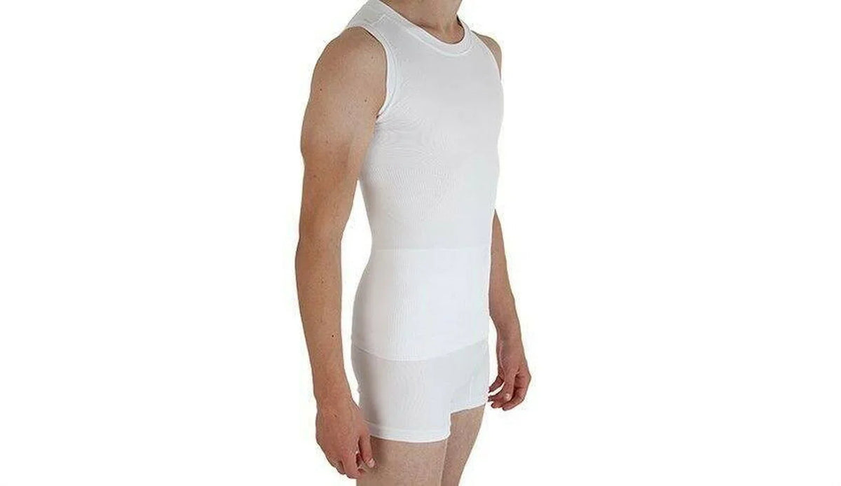 Comfizz Sizes Comfizz Mens Ostomy/Post Op Support Vest Light Support Black/White ...