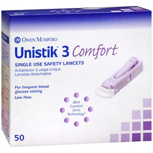 Owen Mumford Unistik 3 Comfort 28G 1.8mm box of 50 safety lancets
