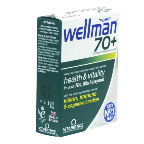 Wellman 70+ Tablets Pack of 30 -   Vitabiotics EasyMeds Pharmacy