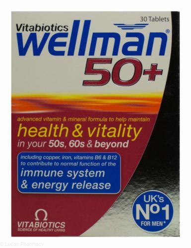 Vitabiotics Wellman 50+ 50 Plus 30 One-a-Day tablets Vitamins - Wellman