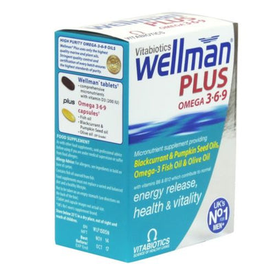Vitabiotics Wellman Plus Omega 3∙6∙9 - 56 Tablets/Capsules -   Vitabiotics EasyMeds Pharmacy