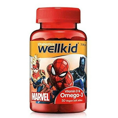 Wellkid Marvel Omega-3 Plus Vitamin D Soft Jellies x 50 by Vitabiotics Vitamins - Wellkid