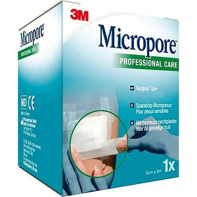 3M Micropore Hypoallergenic Surgical Tape 5cm x 5m x6 | Latex Free