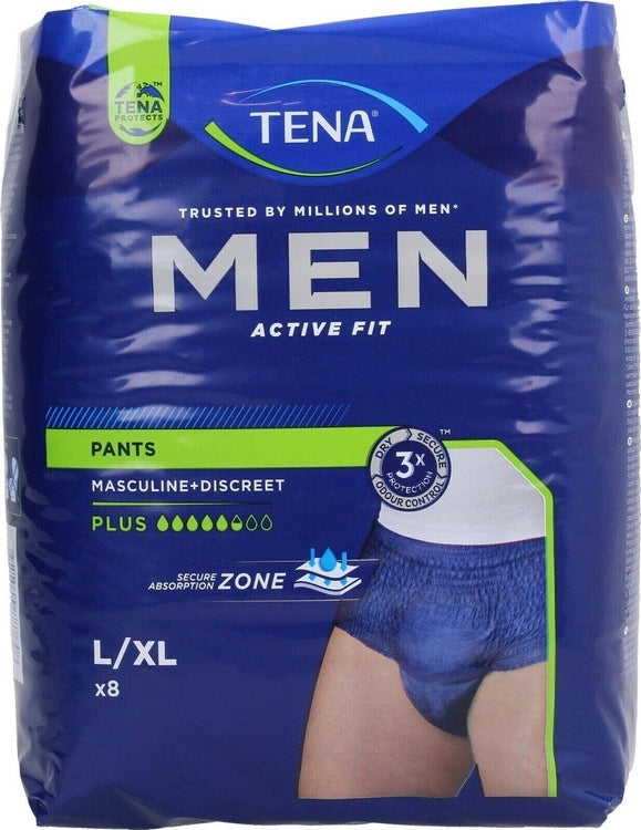 Tena Men Active Fit Incontinence Pants Large x 8 Pants -   Tena EasyMeds Pharmacy