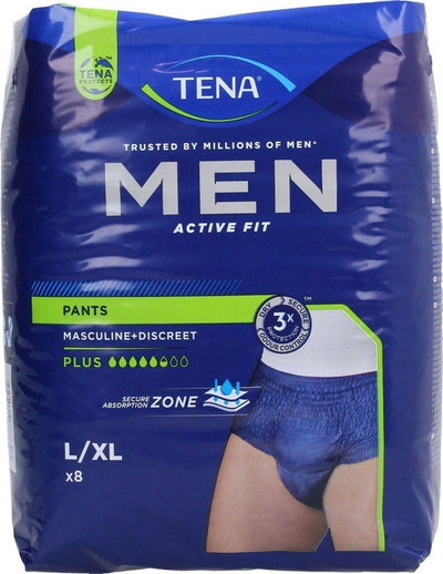 Tena Men Active Fit Incontinence Pants Large x 8 Pants -   Tena EasyMeds Pharmacy