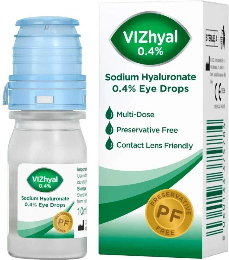 VIZhyal Sodium Hyaluronate 0.4% Eye Drops for Tired/Dry Eyes 10ml ...
