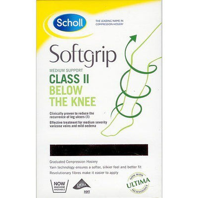 Scholl Softgrip Compression Stockings CL 2 Below Knee Closed Toe Natural Large