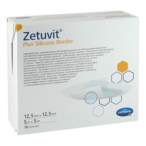 ZETUVIT Plus Silicone Border Wound Dressings 12.5cm x 12.5cm x 10