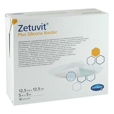 ZETUVIT Plus Silicone Border (Now RESPOSORB) Wound Dressings 12.5cm x 12.5cm x 10 -   ZETUVIT EasyMeds Pharmacy