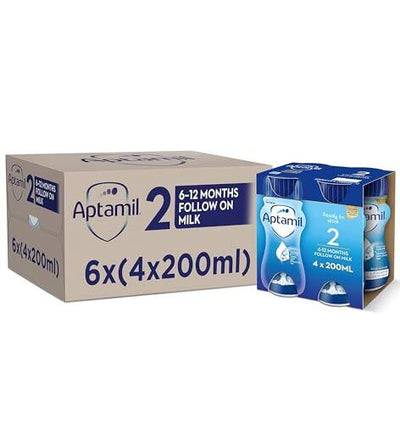 Aptamil 2 Follow On Baby Milk Ready To Use Formula, 6-12 Months 200ml x 24
