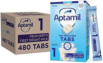 Aptamil 1 First Baby Milk Formula Pre-Measured Tabs 120 x 4 Packs (480 total)