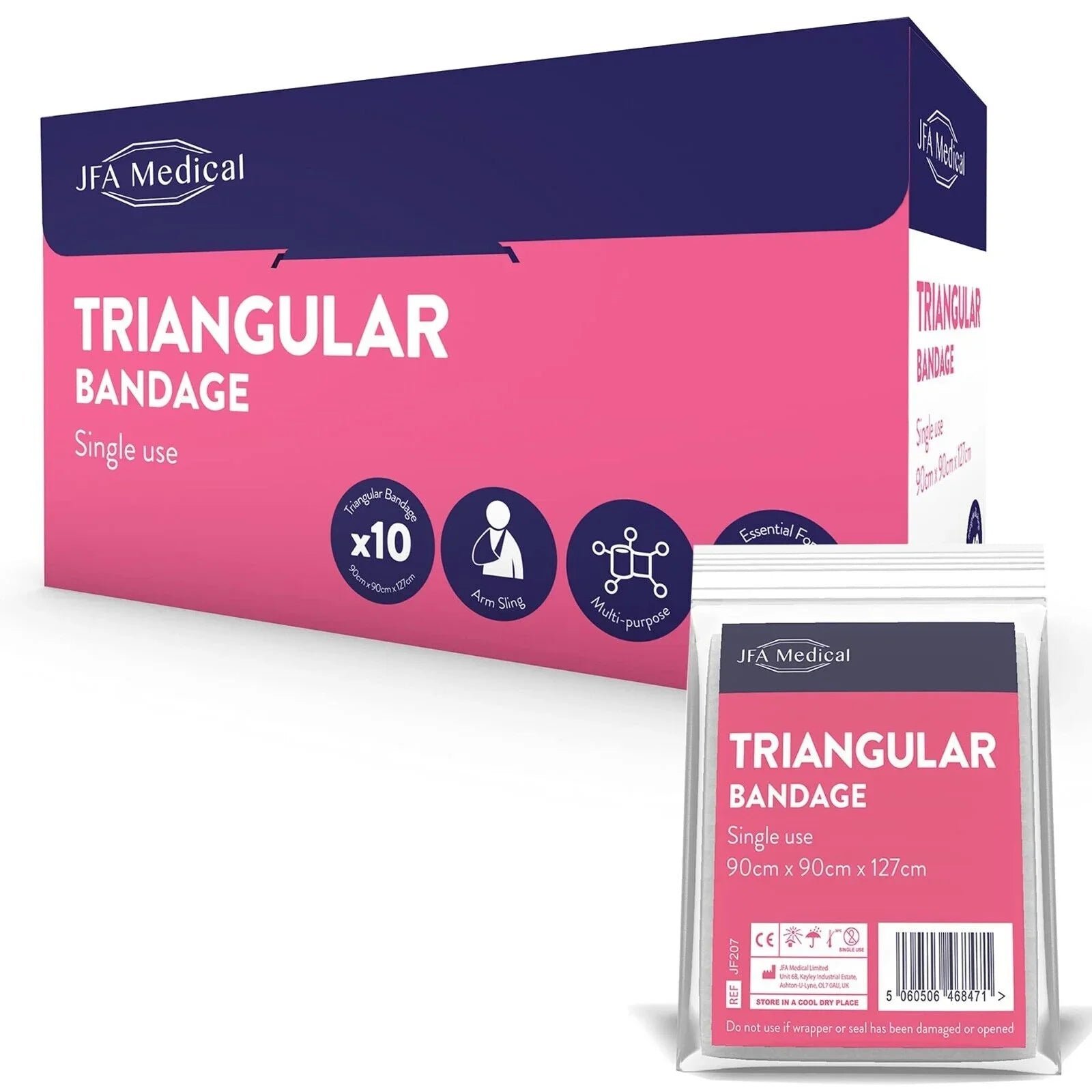 JFA Triangular Bandage Arm Sling 90cm x 90cm x 127cm Box of 10 ...