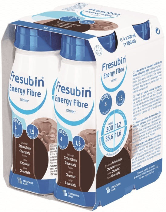 Fresubin Energy Fibre Chocolate 200ml x 4 - Bulk Buy Offer Nutritional Drinks - Fresubin
