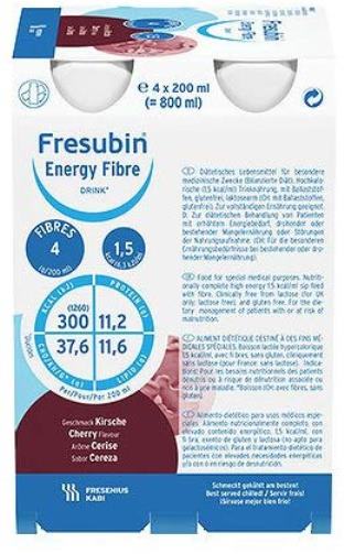 Fresubin Energy Fibre Cherry (4 x 200ml) Nutritional Drinks - Fresubin