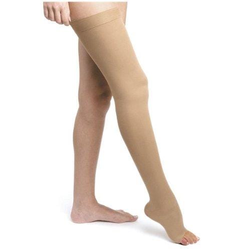 ActiLymph Class 2 Thigh Length Compression Stockings Sand Large Wide Closed Toe