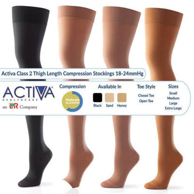 Activa Class 2 Thigh Compression Support Stockings Open or Closed Toe 18-24mmHg | EasyMeds Pharmacy