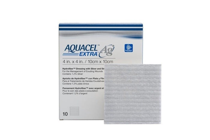 Aquacel AG Extra Silver Hydrofiber Wound Dressing 10cm x 10cm x 10 | EasyMeds Pharmacy