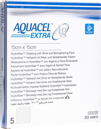 Aquacel AG Extra Silver Hydrofiber Wound Dressing 15cm x 15cm x 10 | EasyMeds Pharmacy