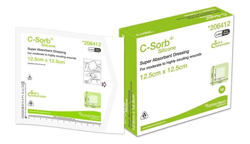 C-Sorb Silicone Super Absorbent Dressing 12.5cm x 12.5cm x 10 (206412) | EasyMeds Pharmacy